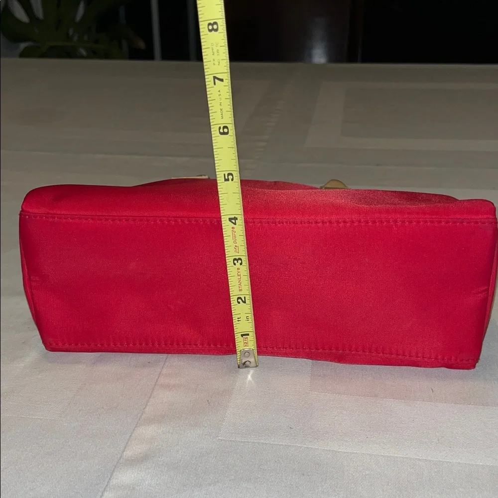 Vintage Clarins Red Bag with Tan Accents - Picture 5 of 8